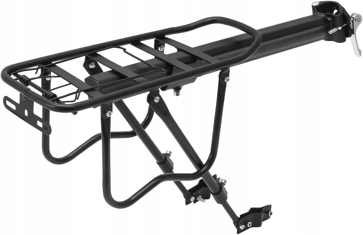 BAGAŻNIK ROWEROWY TYLNY NA ROWER TYŁ ALUMINIOWY UNIWERSALNY WYTRZYMAŁY 50KG Kolor dominujący czarny
