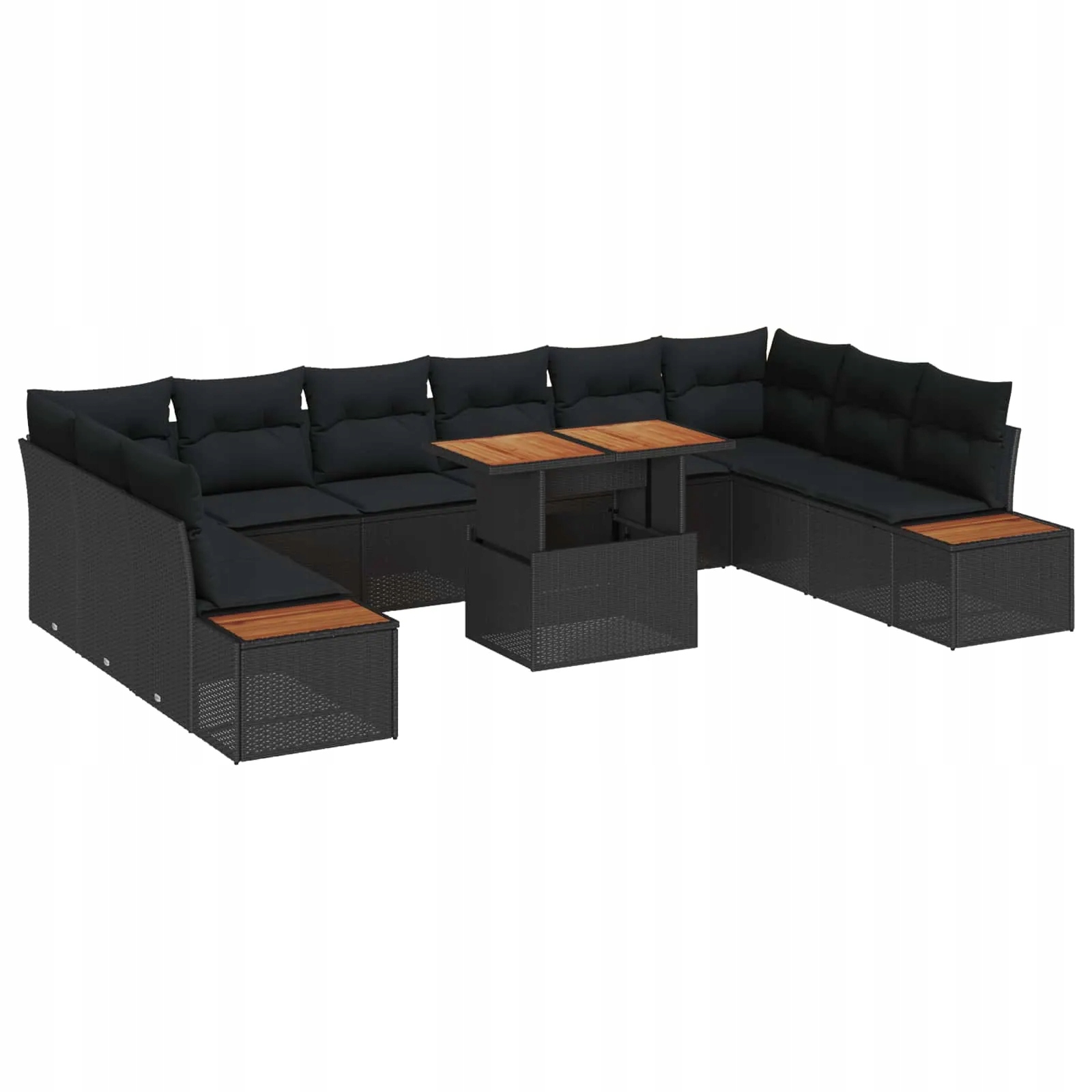 vidaXL Sada zahradních pohovek s úložištěm 11 pcs Černá Poly ratan