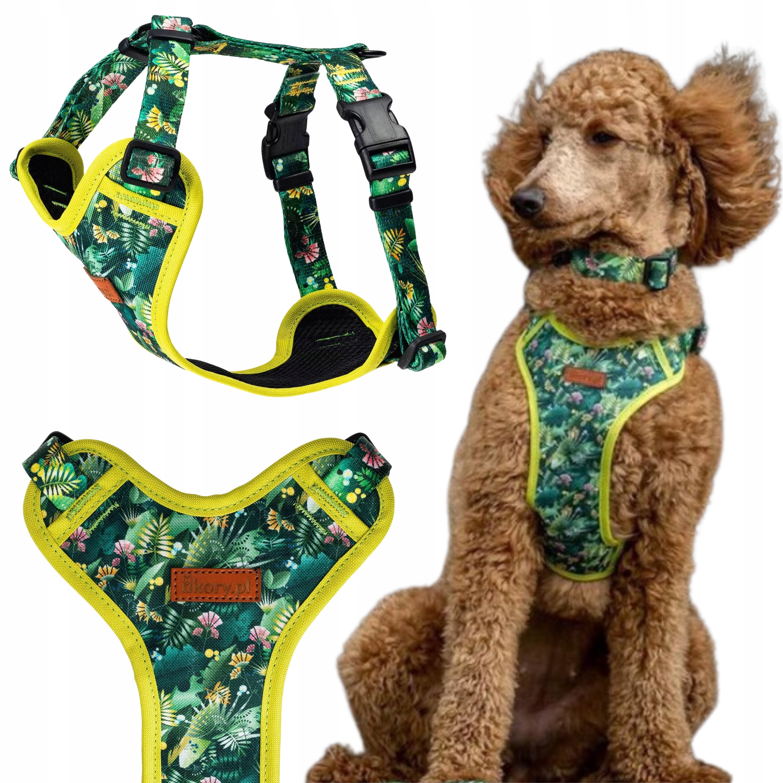 Levně Beztlakové postroje pro psa pudla lagotto knírač M 25 mm Ukory Zelené