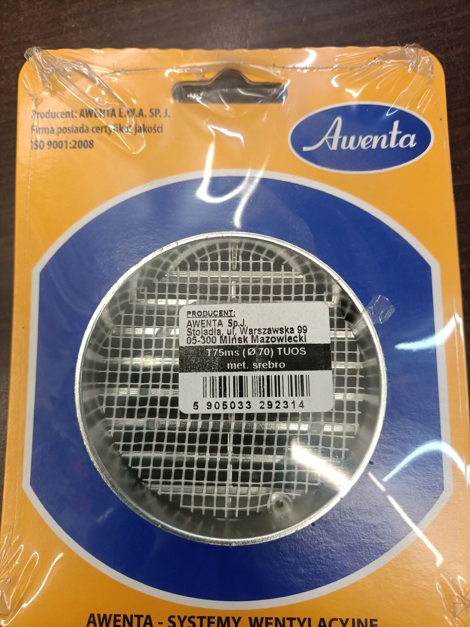 KRATKA WENTYLACYJNA OKRĄGŁA SREBRNA FI70 AWENTA Kod producenta T75MS