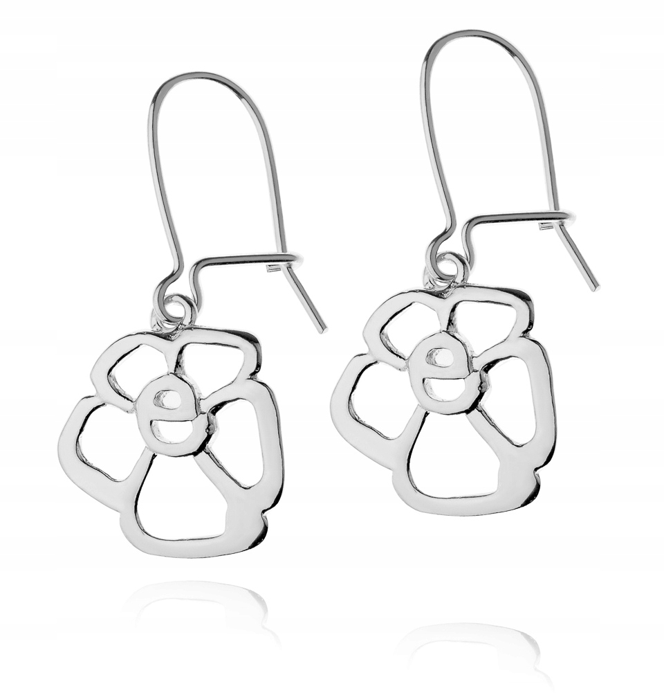 

Kolczyki Srebrne Ażurowe Kwiatki Wiszące Pr925