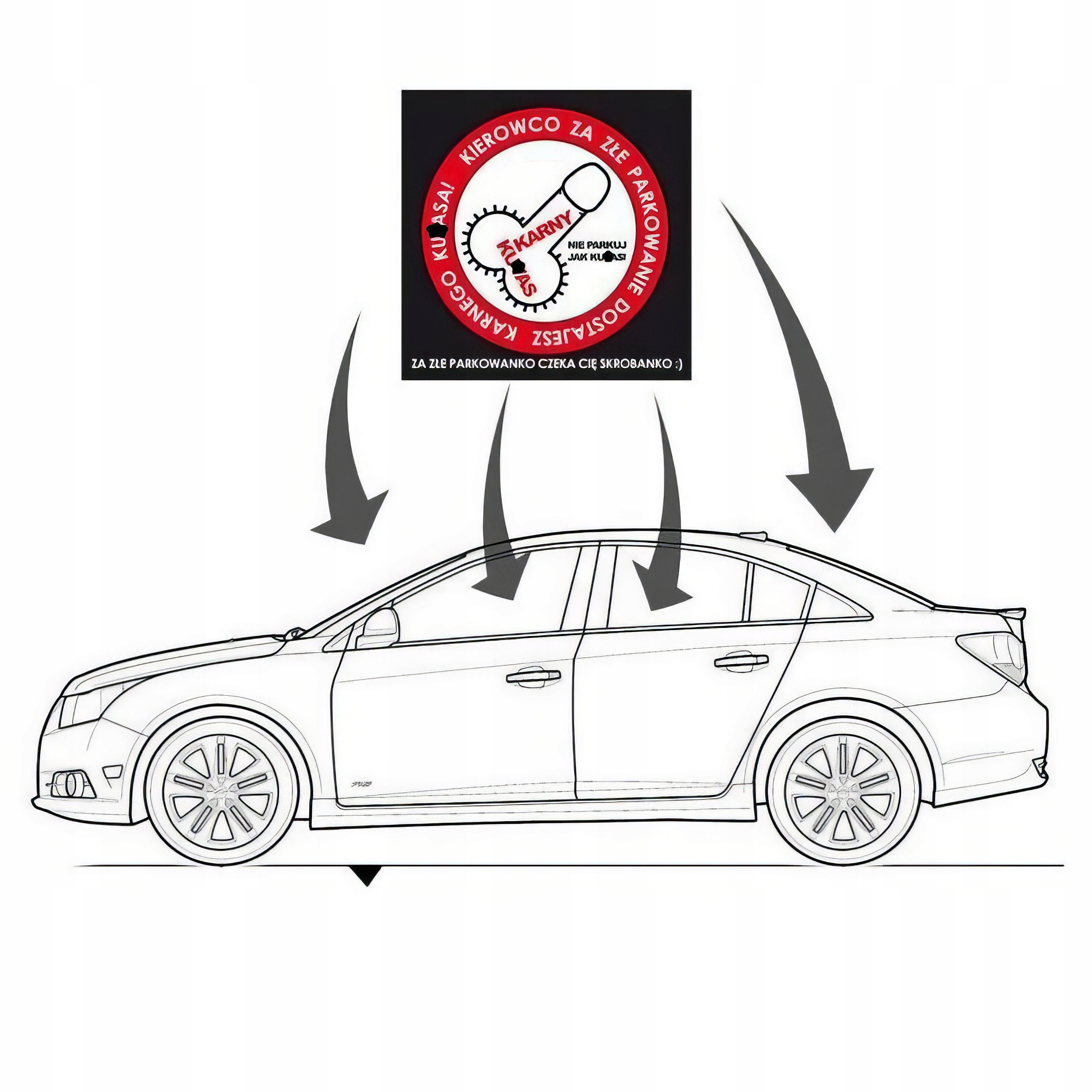 NAKLEJKI KARNY KU*AS ZA ZŁE PARKOWANIE SAMOCHODEM 100SZT EXTRA MOCNE Producent LeLex