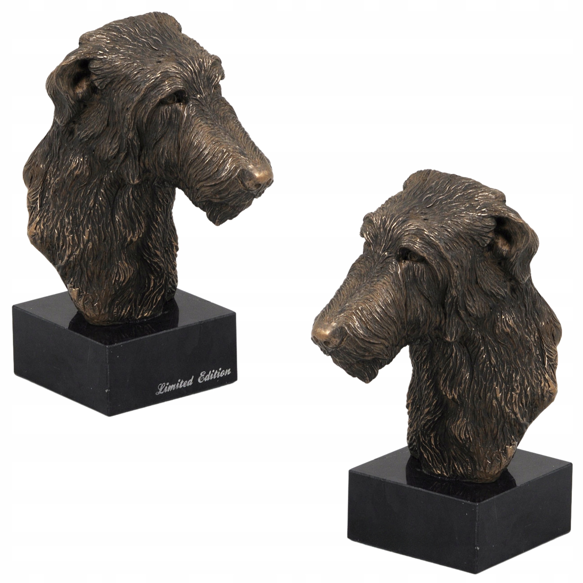 Chart szkocki, Deerhound statuetka psa, popiersie na kamiennej podstawie,