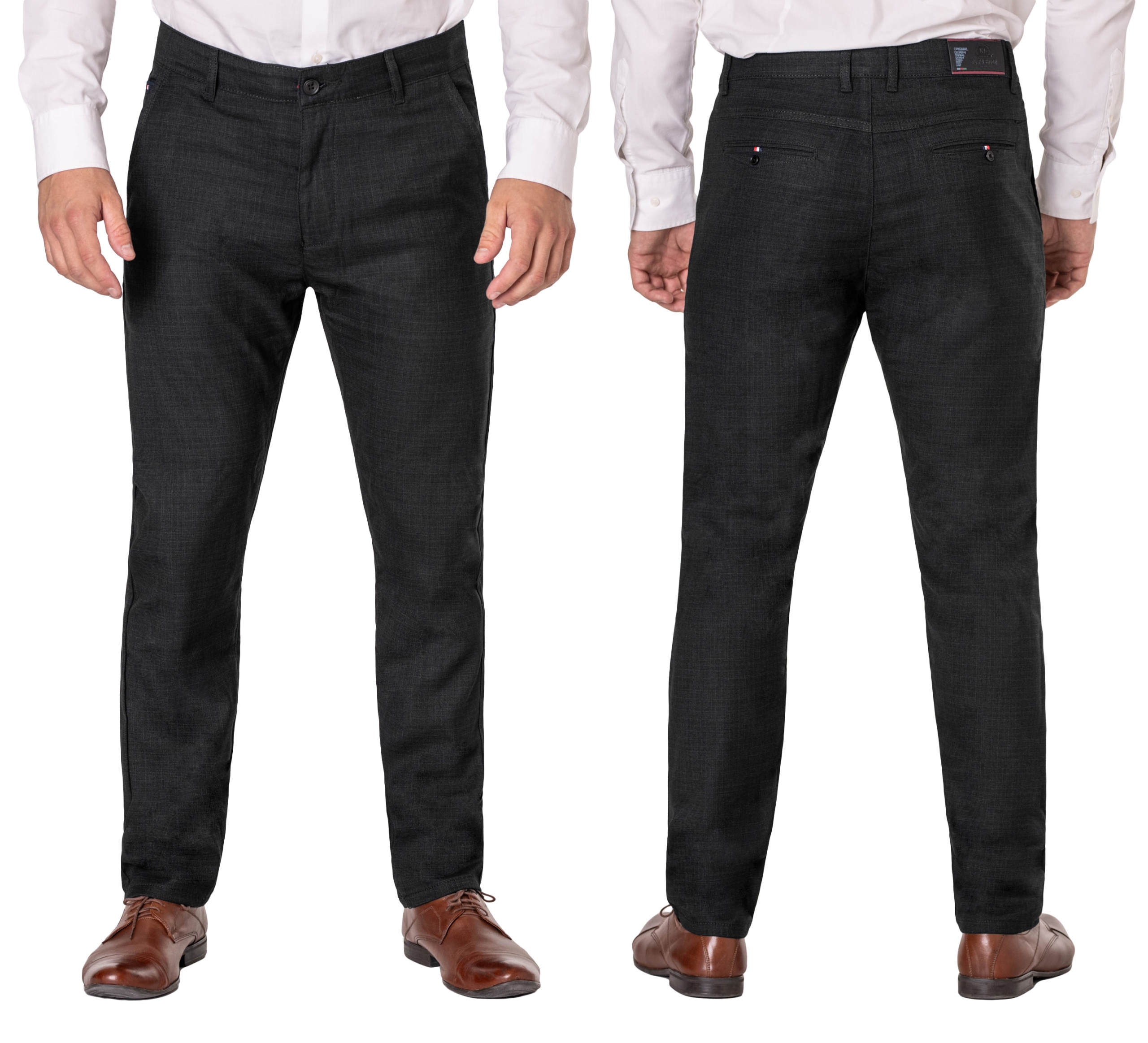 Wizytowe Spodnie Męskie Czarne Chinosy Bawełniane 6031 W43 L32