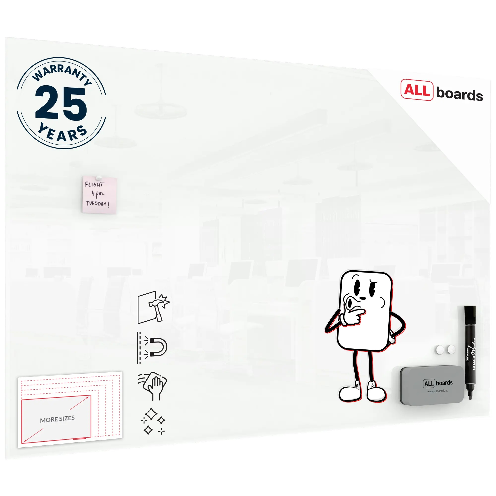 Tablica magnetyczna Szklana biała 150x100 cm