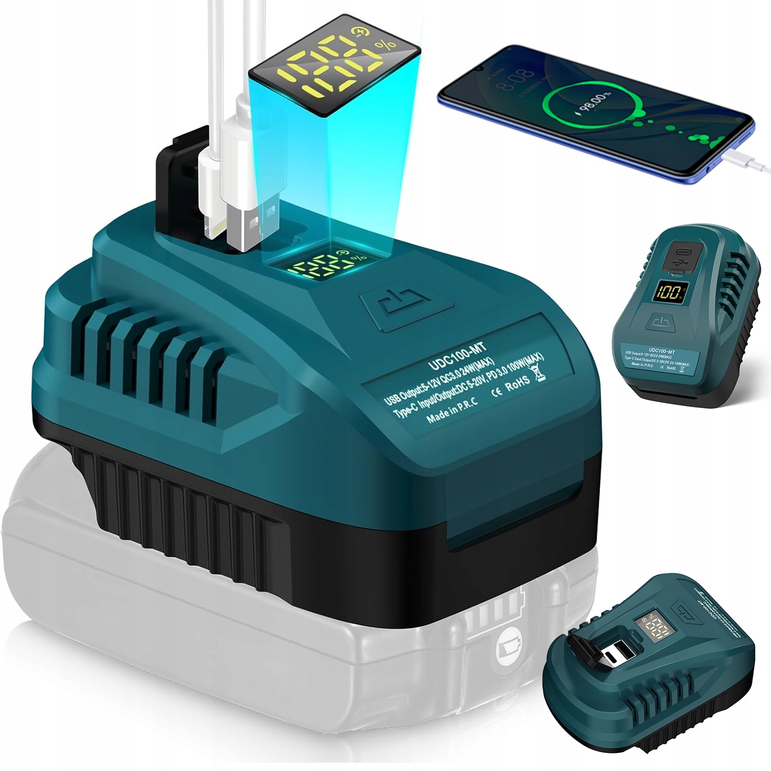 Adaptér Powerbanka Pro Akumulátory Mt 18V Rychlé Nabíjení Usb-c 100W