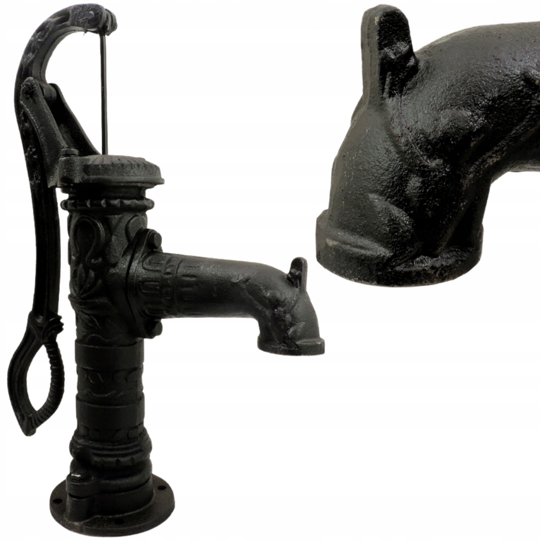 Pompa Abisynka Ręczna Ogrodowa Ozdobna Czarna Żeliwna Do Wody Mocna Wydajna