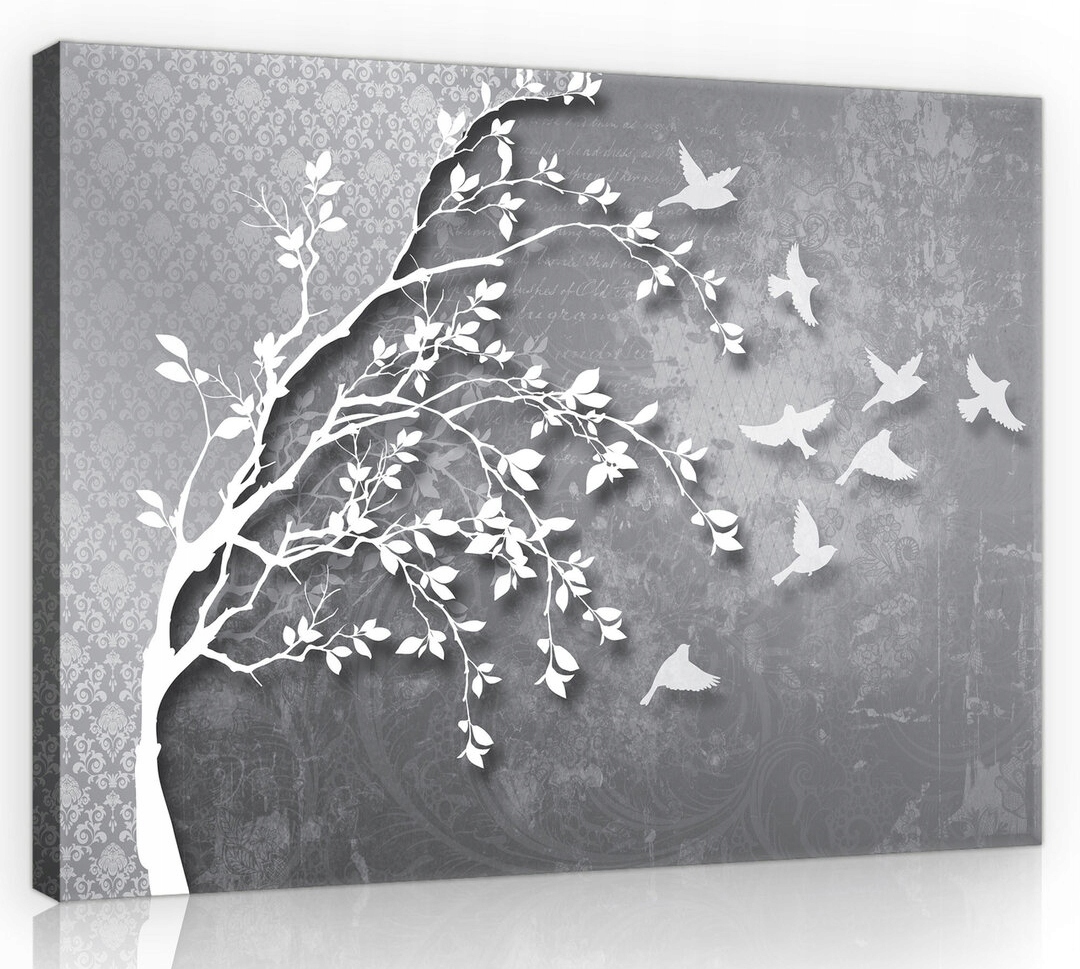 Obraz Na Plátně Canvas 100x75 Strom Ptáci 3D