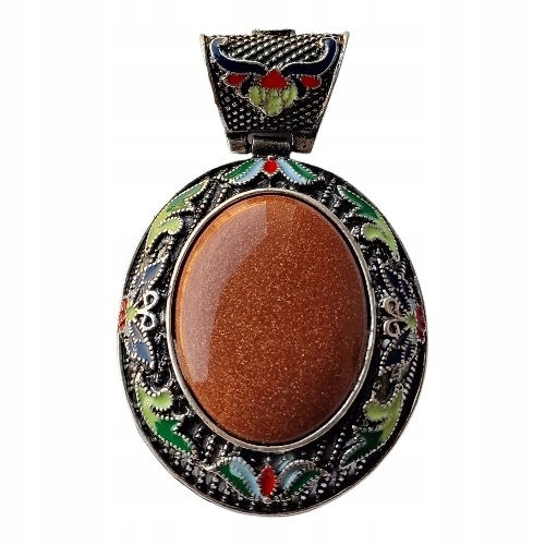Pouštní Písek Cloisonne Náhrdelník, Přívěsek, Bohémský Styl, Česká Secese