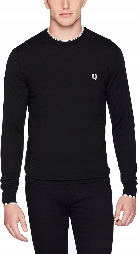 FRED PERRY PÁNSKY SVETER FINE MERINO CREW NECK SWEATER K2502 ČIERNY veľ. S