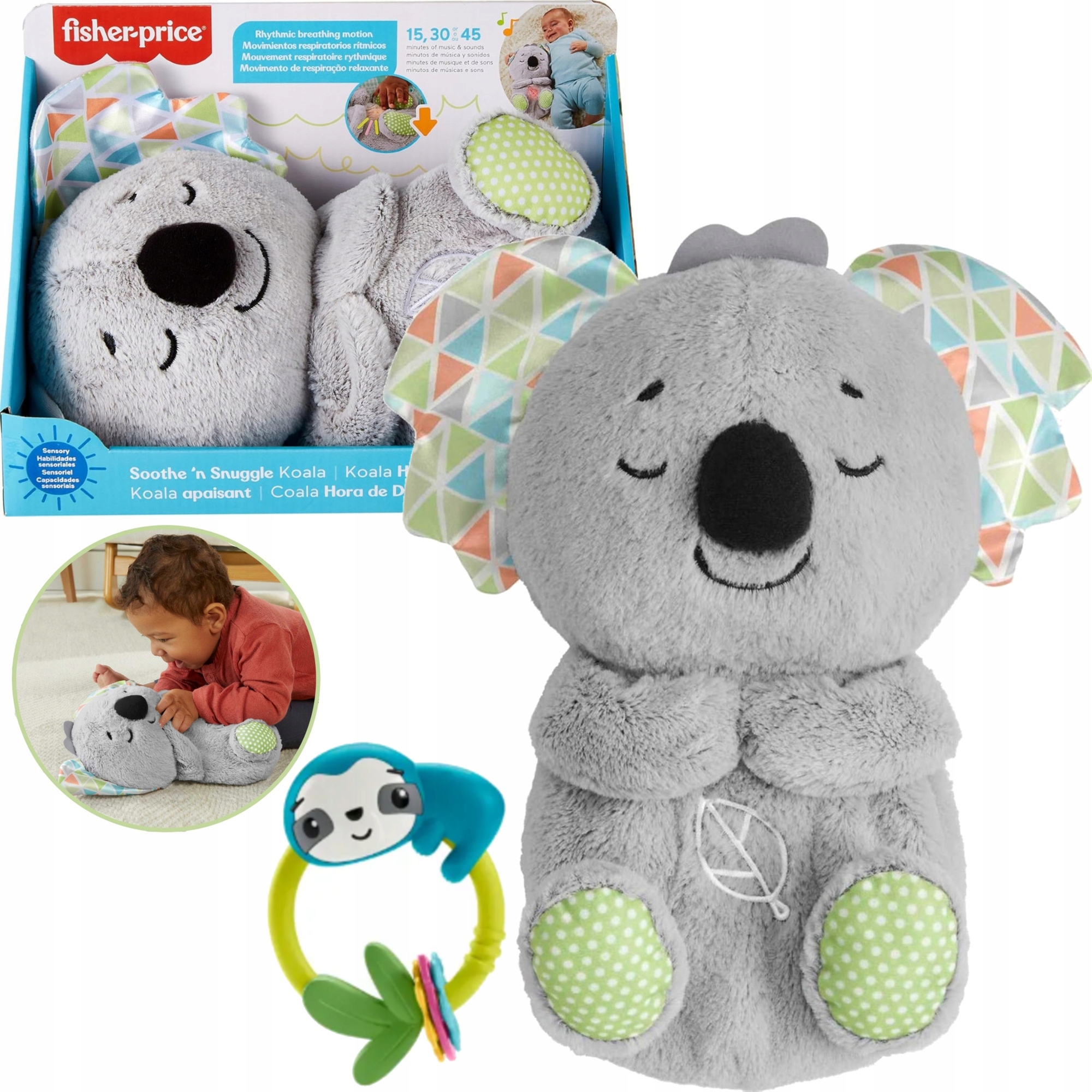 FISHER-PRICE ŚPIĄCA KOALA SZUMIĄCY ODDYCHAJĄCY USPOKAJACZ + GRYZAK GRATIS