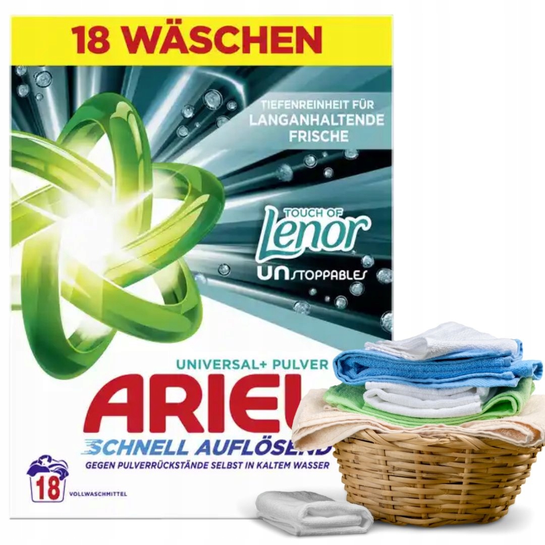 Levně Ariel Touch Of Lenor Universal Prášek Na Praní Vůně Lenor 90 praní De