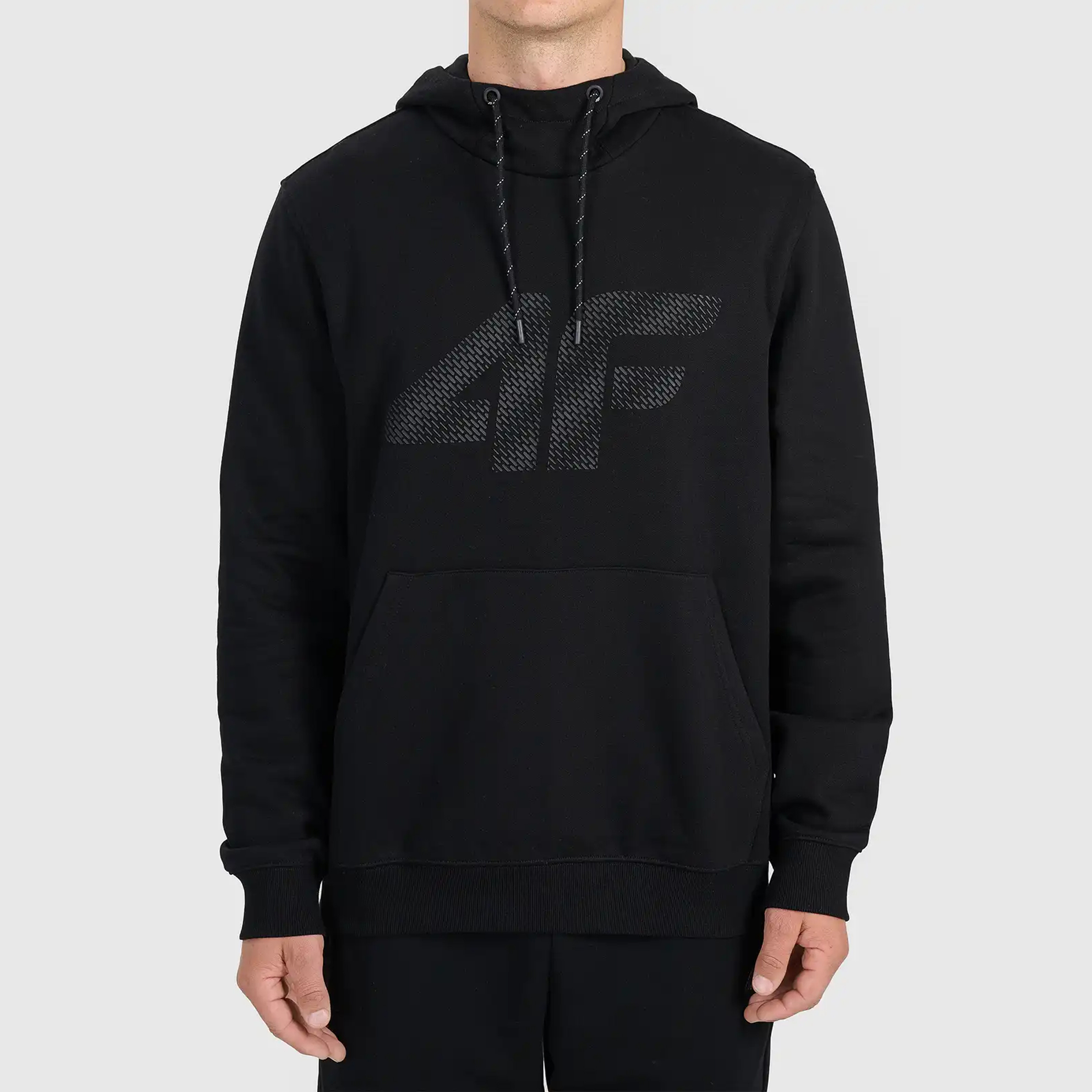Pánská Mikina 4F S Kapucí Regular Nerozepínací Sportovní Logo Černá 5XL