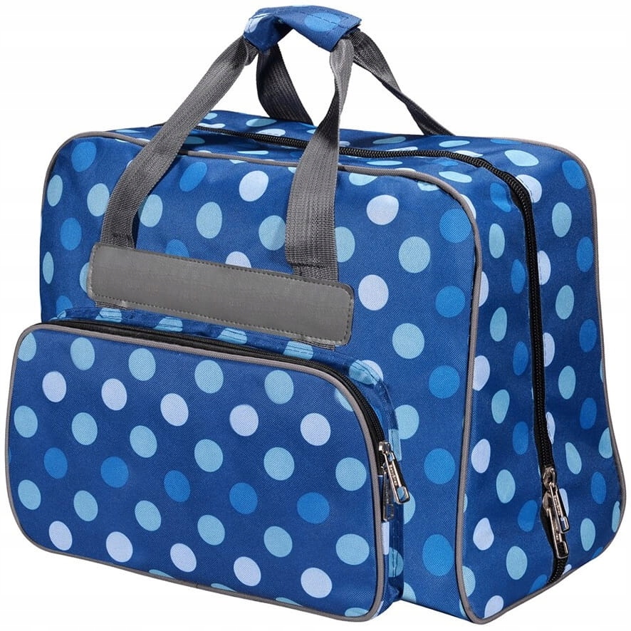 Torba walizka etui pokrowiec 45x37 niebieski w kropki na maszynę do szycia
