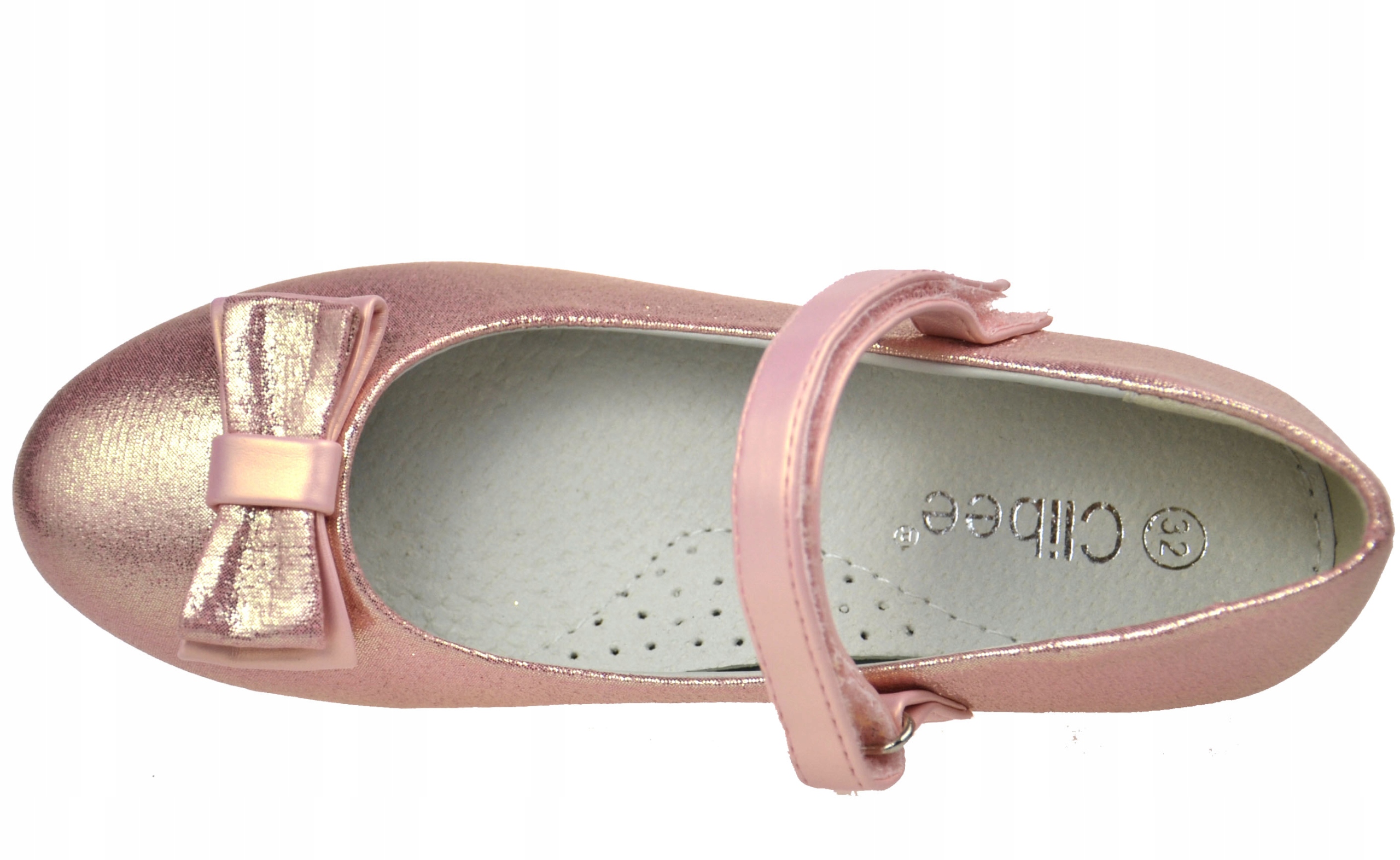 Kokardka PANTOFELKI Wyprofilowane SKÓRA Różowe r36 Płeć dziewczynki