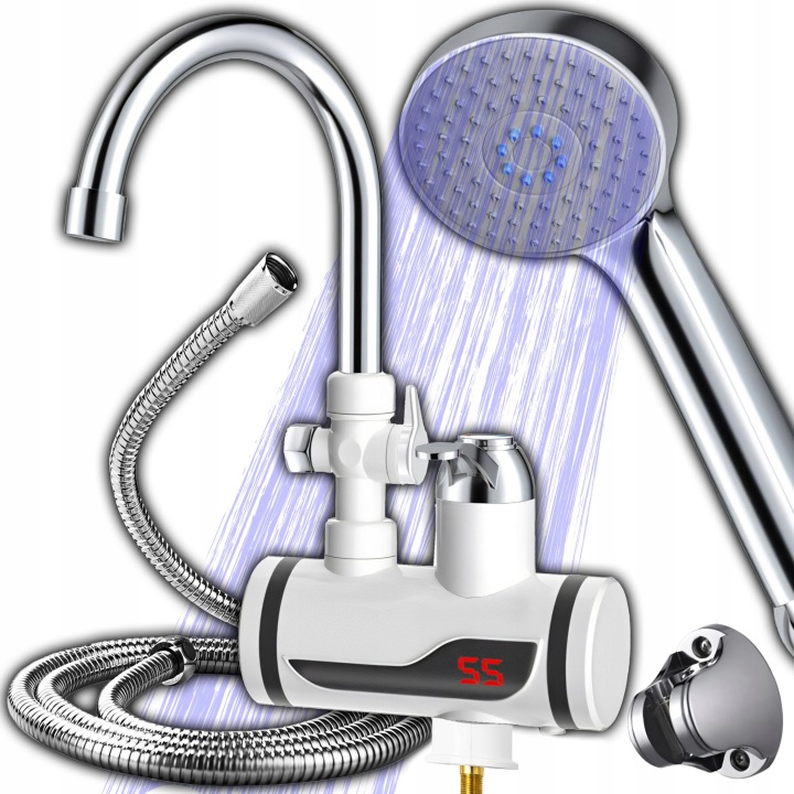 ELEKTRYCZNY PODGRZEWACZ OGRZEWACZ WODY Z SŁUCHAWKĄ PRYSZNICOWĄ BATERIA