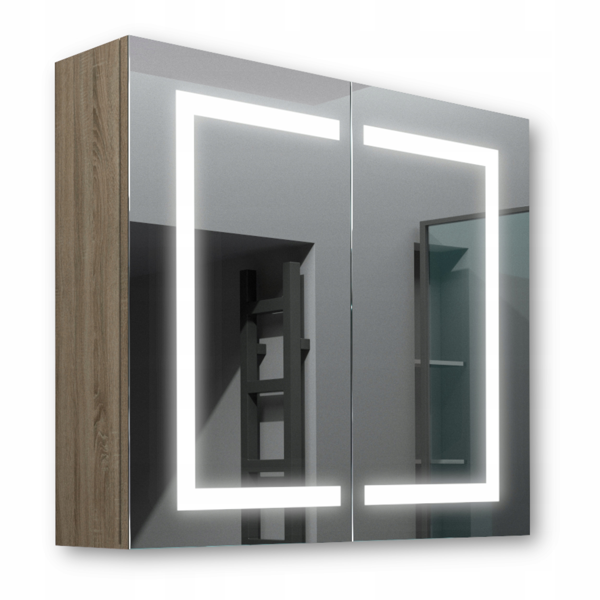 Dřevěná skříňka 80x70 Led zrcadlo Zeus Sonoma