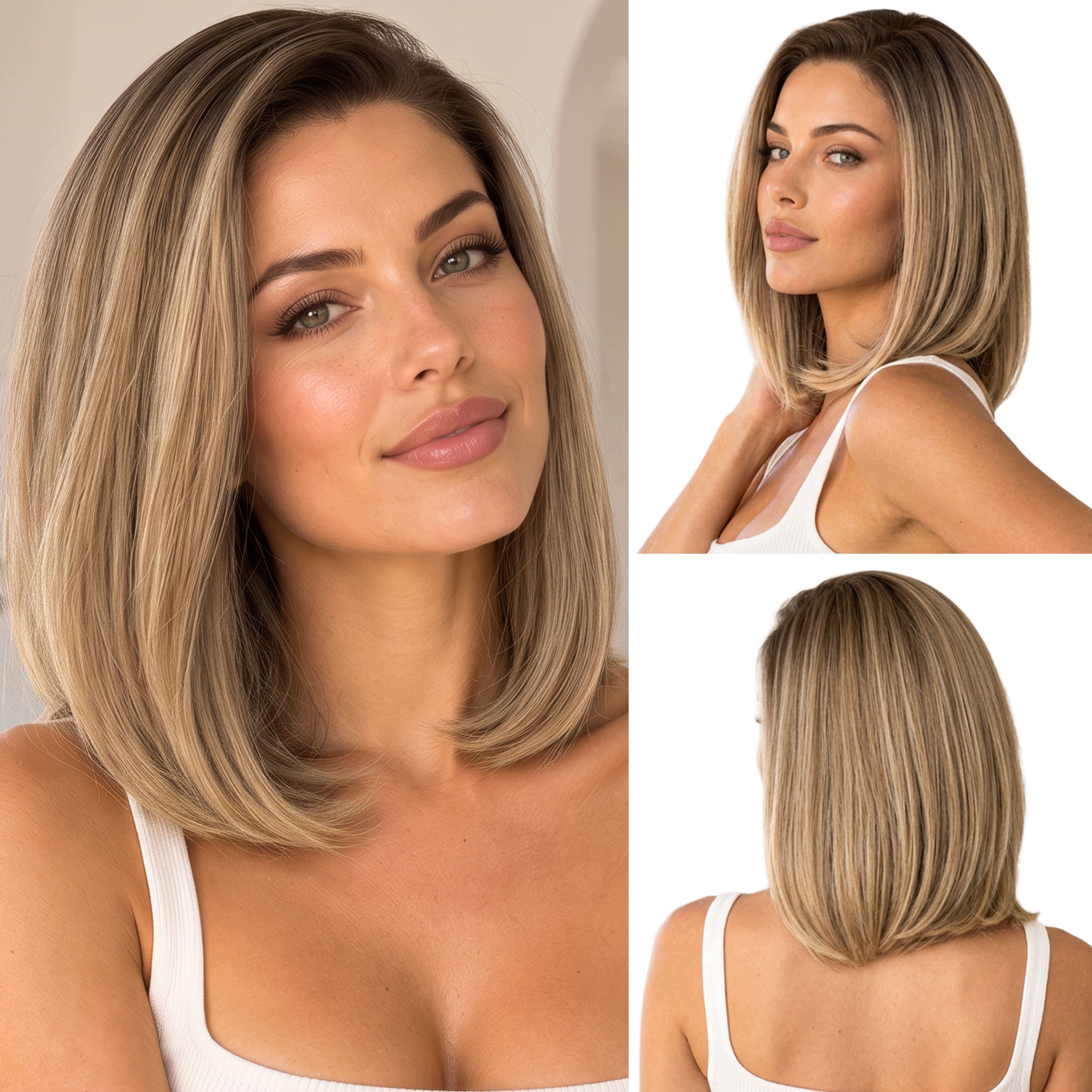 Peruka Syntetyczna 35cm blond z odrostem Lace Front 13x6 bez przedziałka