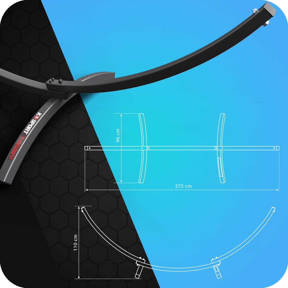 HAMAK ZE STELAZ STOJAK OGRODOWY DWUOSOBOWY STALOWY Szerokość materiału 151 cm