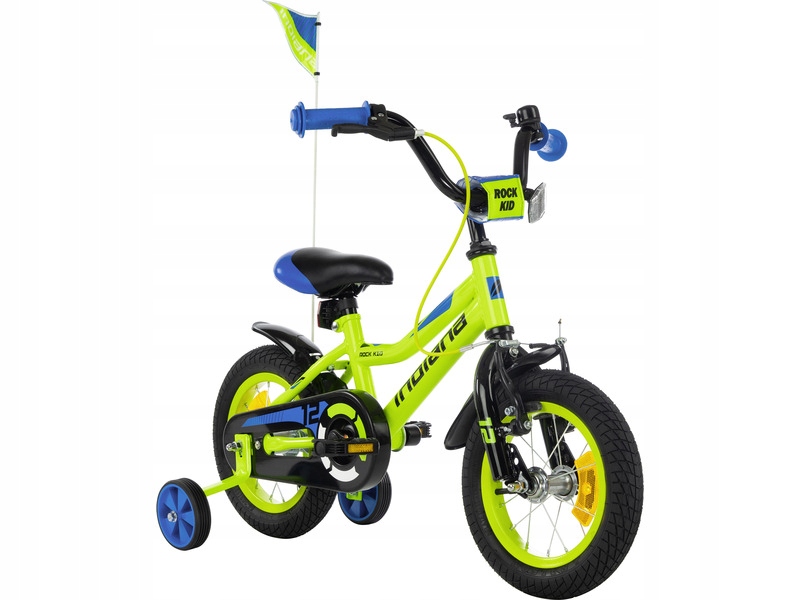 Rower dziecięcy Indiana Rock Kid 12 cali dla chłopca Limonkowy