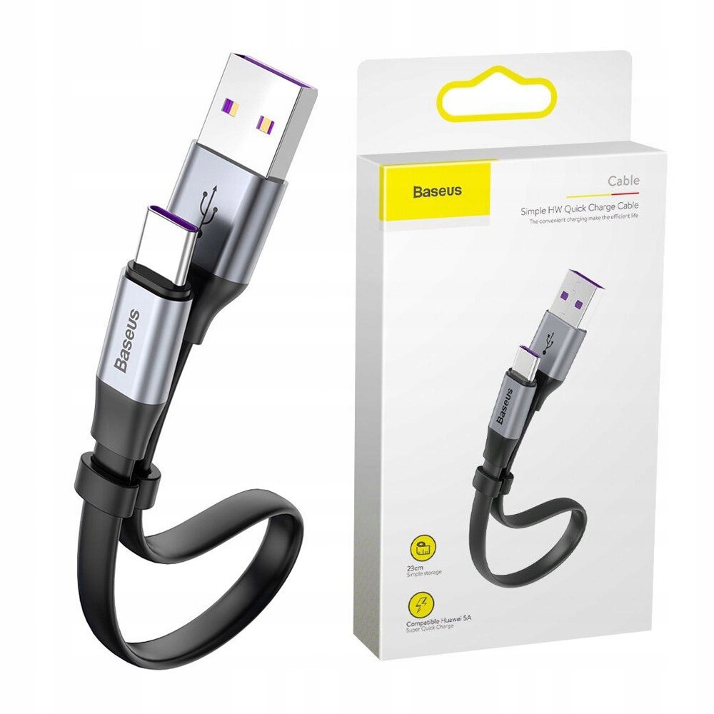 Kabel Przewód Płaski Usb Usb-c Qc Scp 5A Mocny Szybki 40W 23cm Baseus-Zdjęcie-0