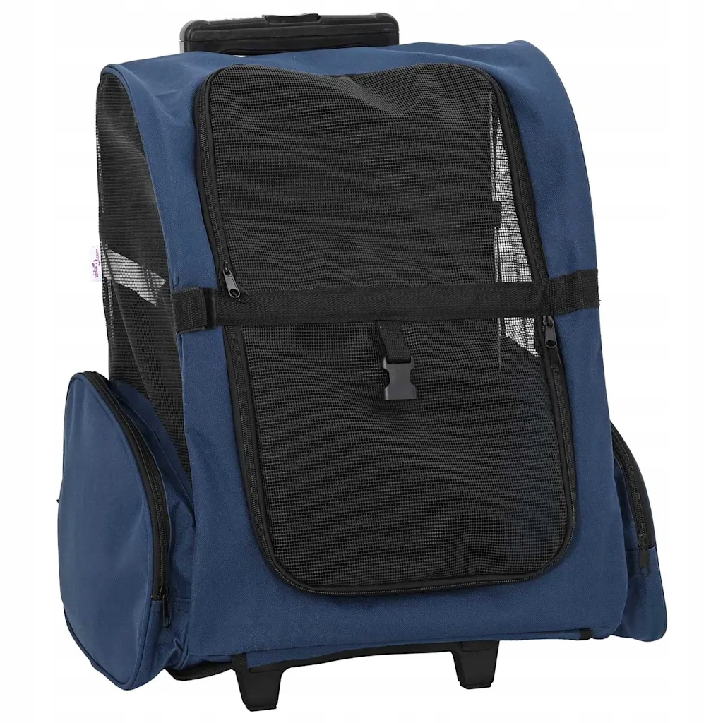 vidaXL Vozík pro domácí mazlíčky 3 v 1, design, modrý, 48 x 32 x (57-106) c
