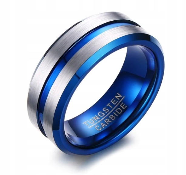 Modrý Matný Stříbrný Prsten Sygnet Prsten Prstýnek Wolfram R22