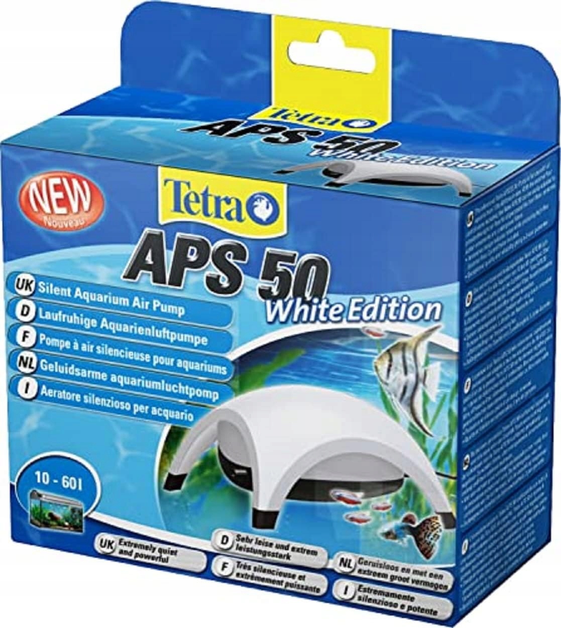 Tetra Aps 50 vzduchová pumpa bílá tichá, výkonná, 50 l/h, akvárium 10-60 l, 2 W