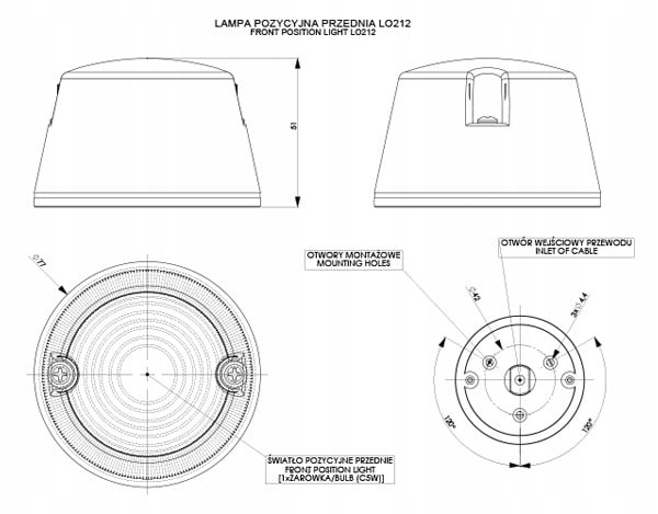 LAMPA OBRYSOWA OKRĄGŁA BIAŁA LO 012 HORPOL 77x48 PRODUKT POLSKI EAN (GTIN) 5903116342123