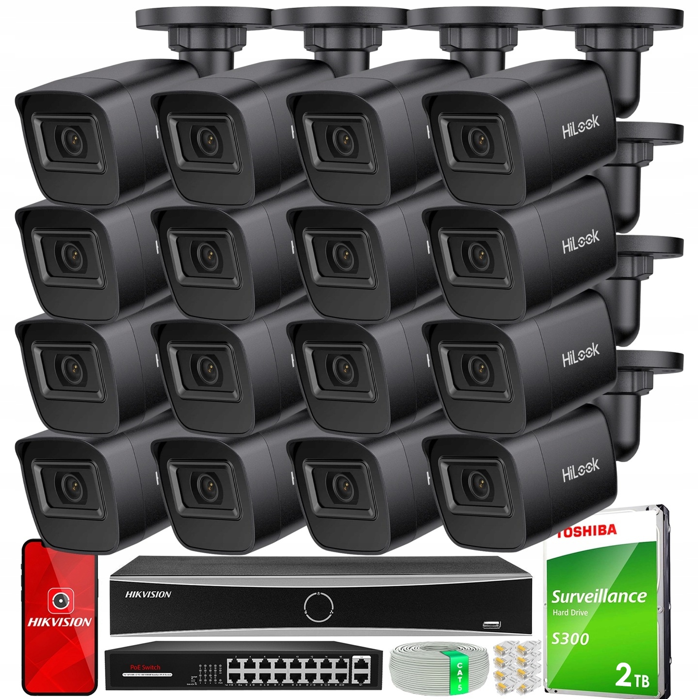 Sada monitorování Ip 4MPx 16 venkovních kamer PoE záznamník Acusense