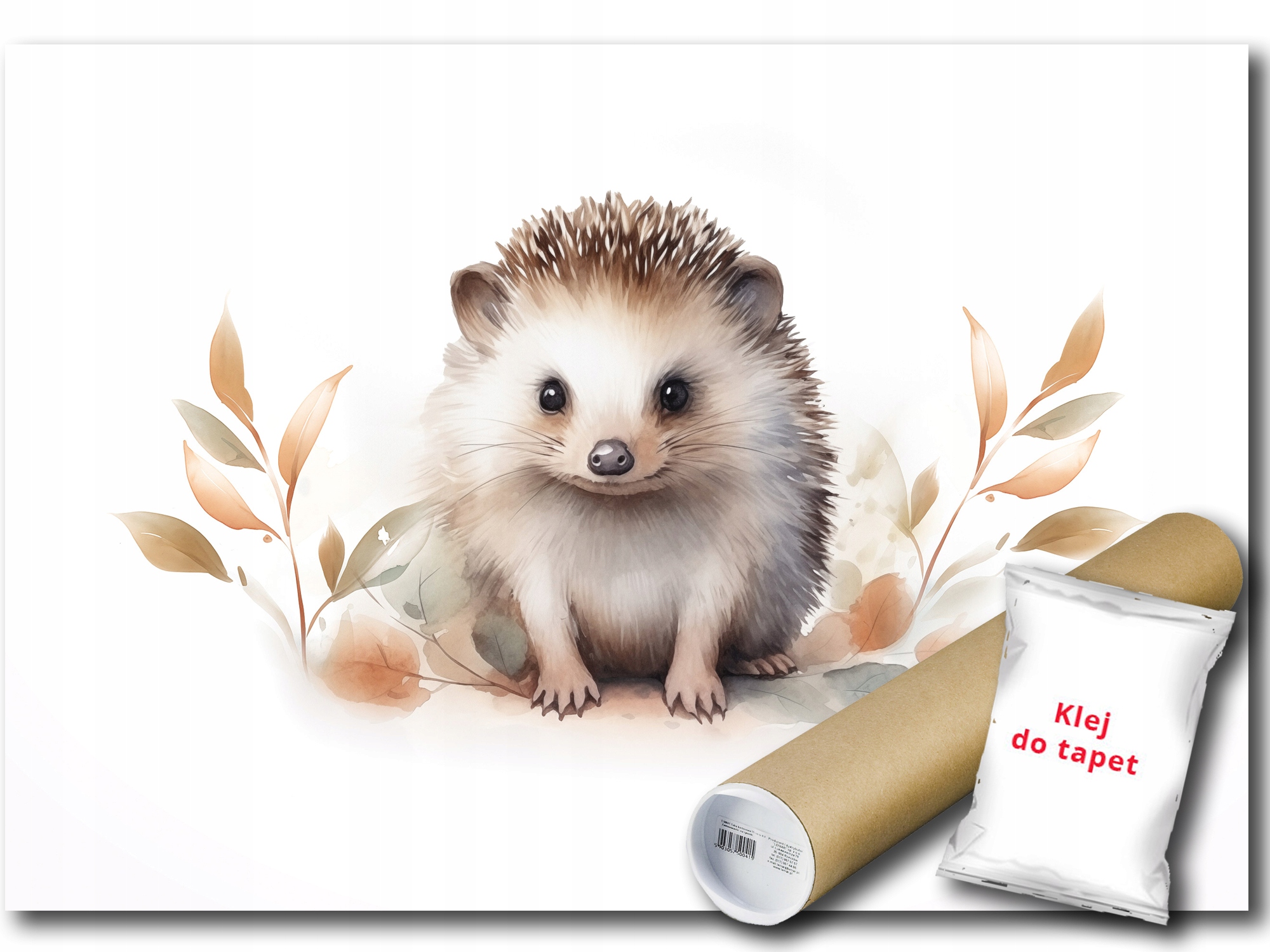 Fototapeta Flizelina Ježek Zvíře Zvířátko Listy Portrét Akvarel 208x146