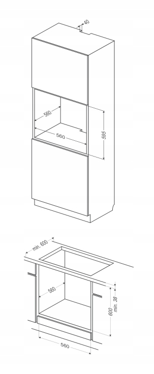 Zestaw AGD do zabudowy 4 elementy AMICA Kolor dominujący czarny
