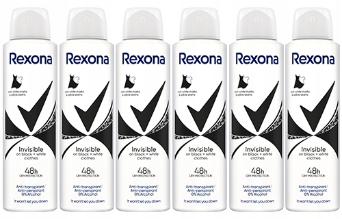 6x Rexona Invisible Black&White Woman Antyperspirant 150ml