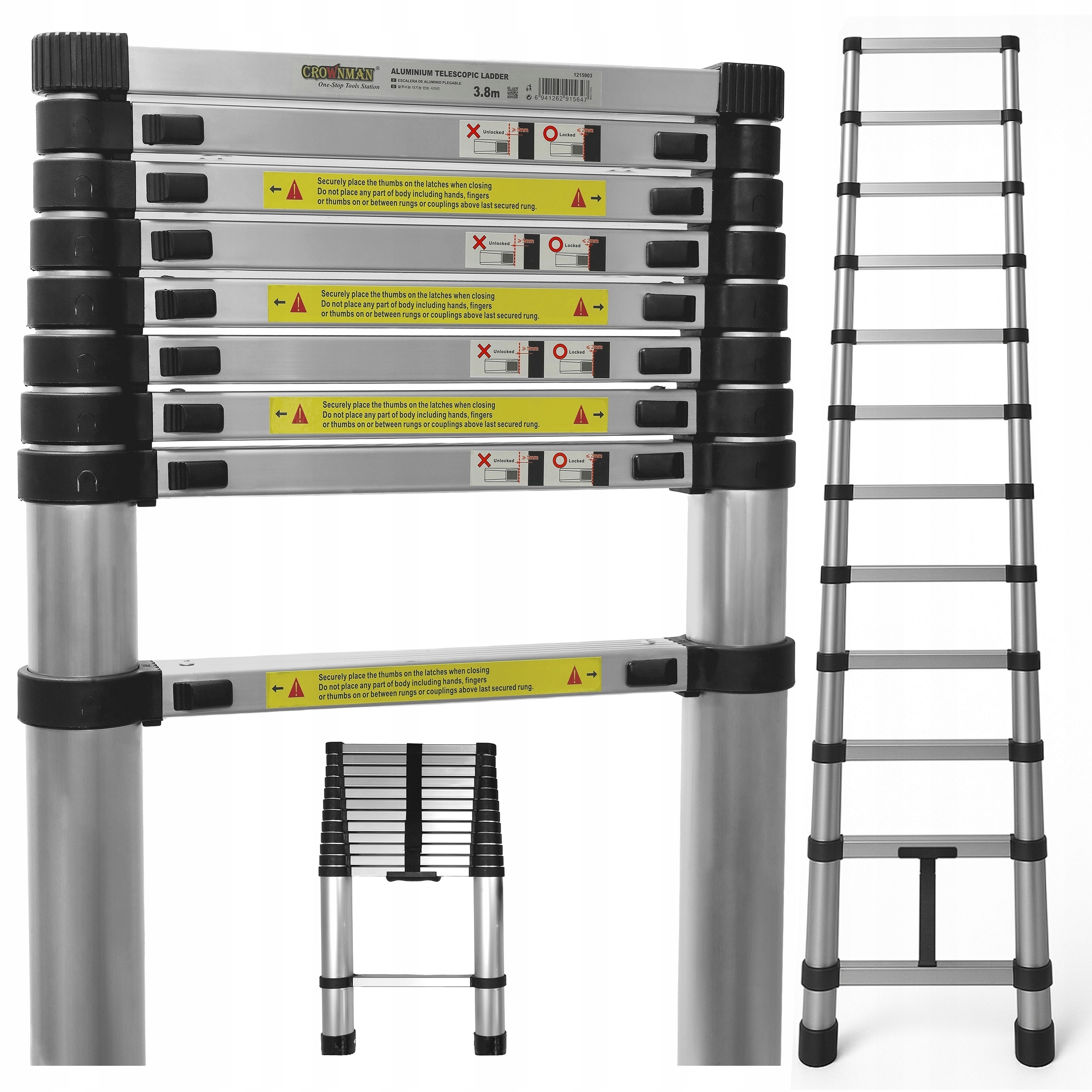 Teleskopická Skladacia Lišta Aluminiová Prídavná 3,8 m 13 stupňov 150 kg