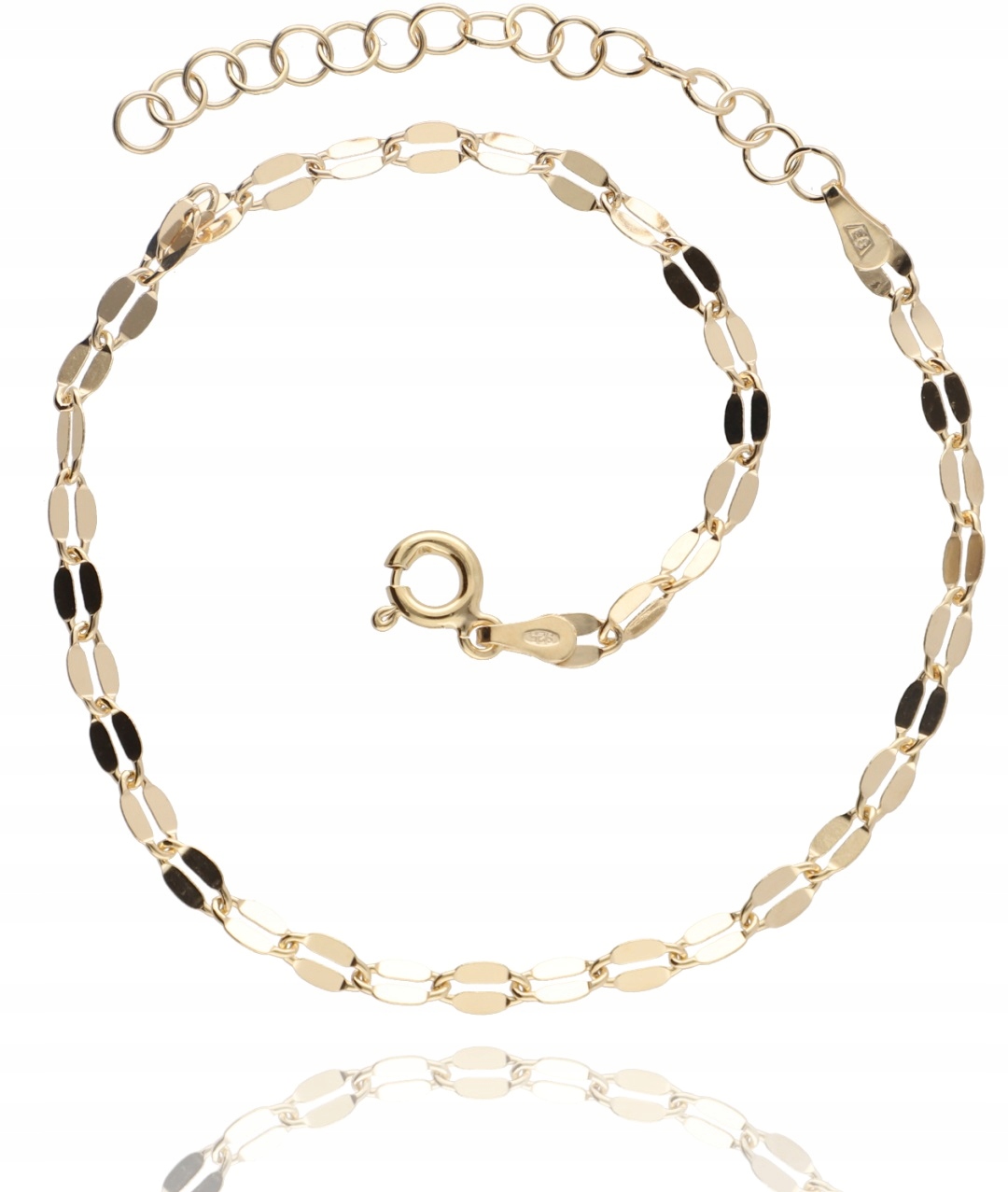 Krásný zlatý náramek na nohu s stříbro z plechu