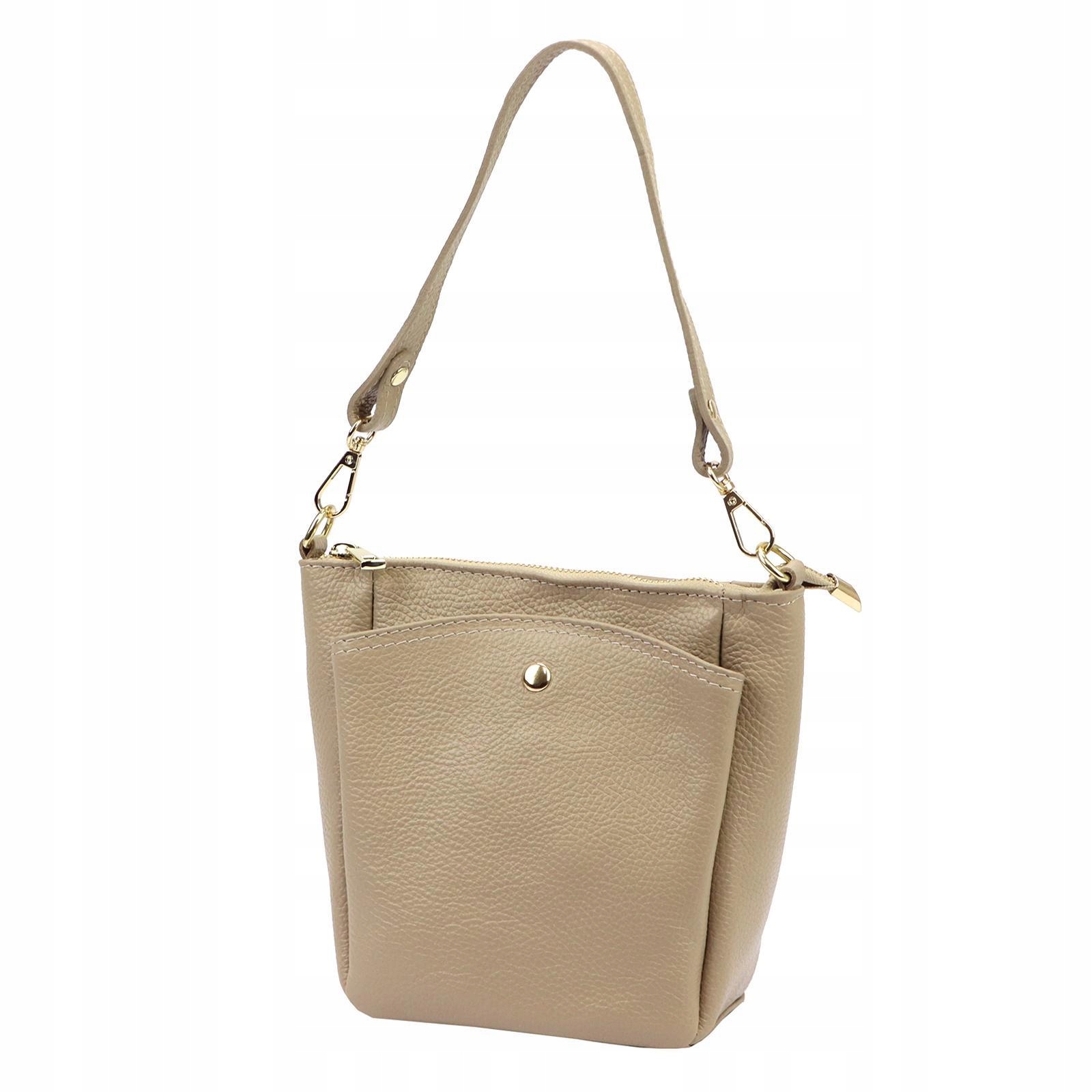 Torebka skórzana mała damska na ramię Luka Dollaro taupe