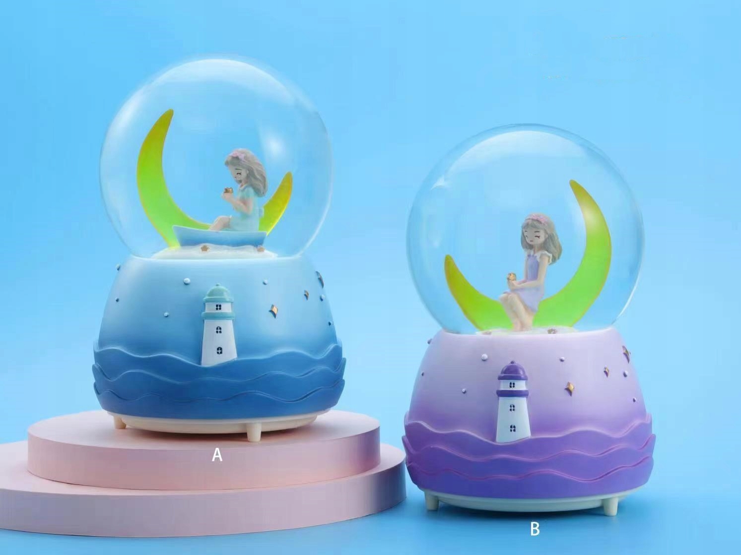 Kryształowa Kula Śnieżna księżyc dziewczyna-15cm