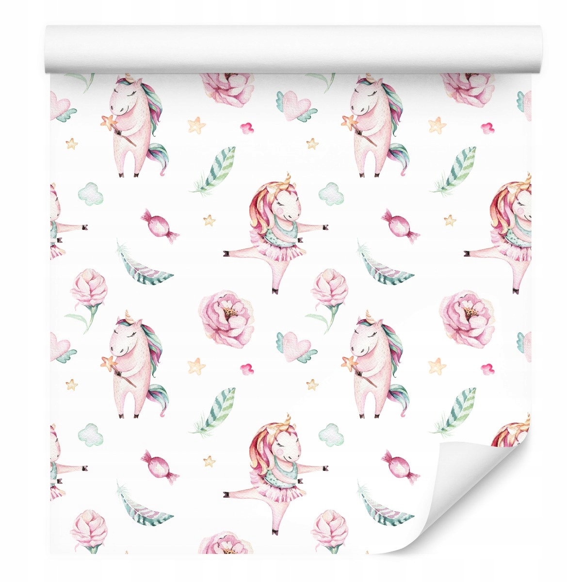 Dětská tapeta roztomilé jednorožci baletky květina