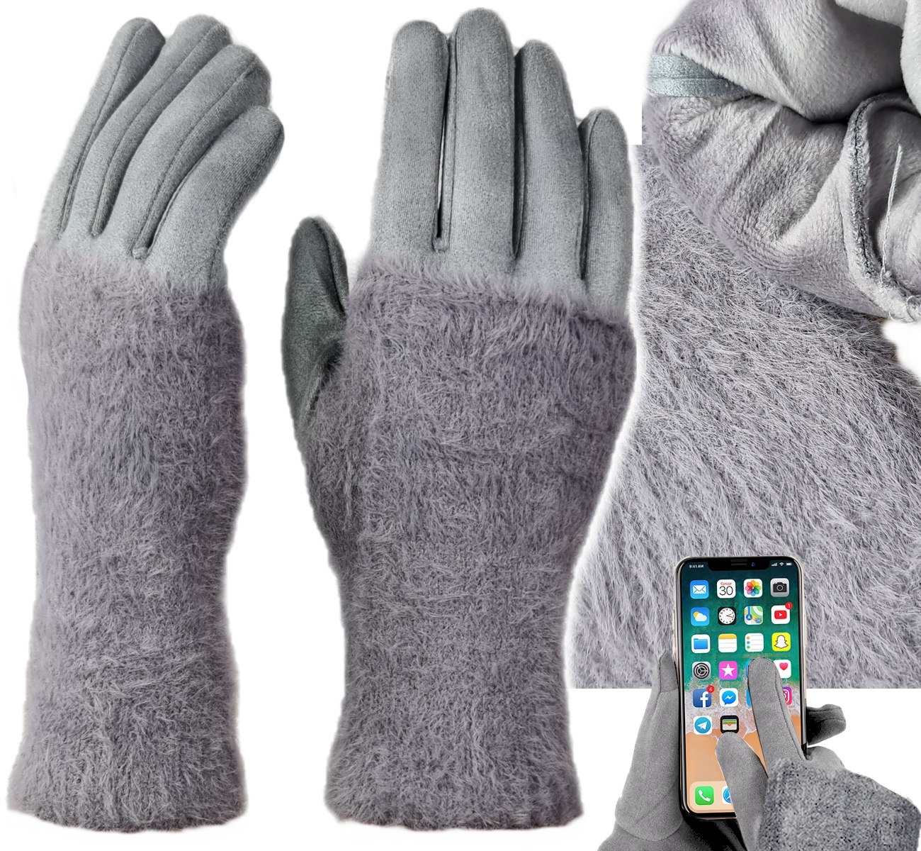 Теплые перчатки из альпаки женские зимние модные 3в1 в   .
