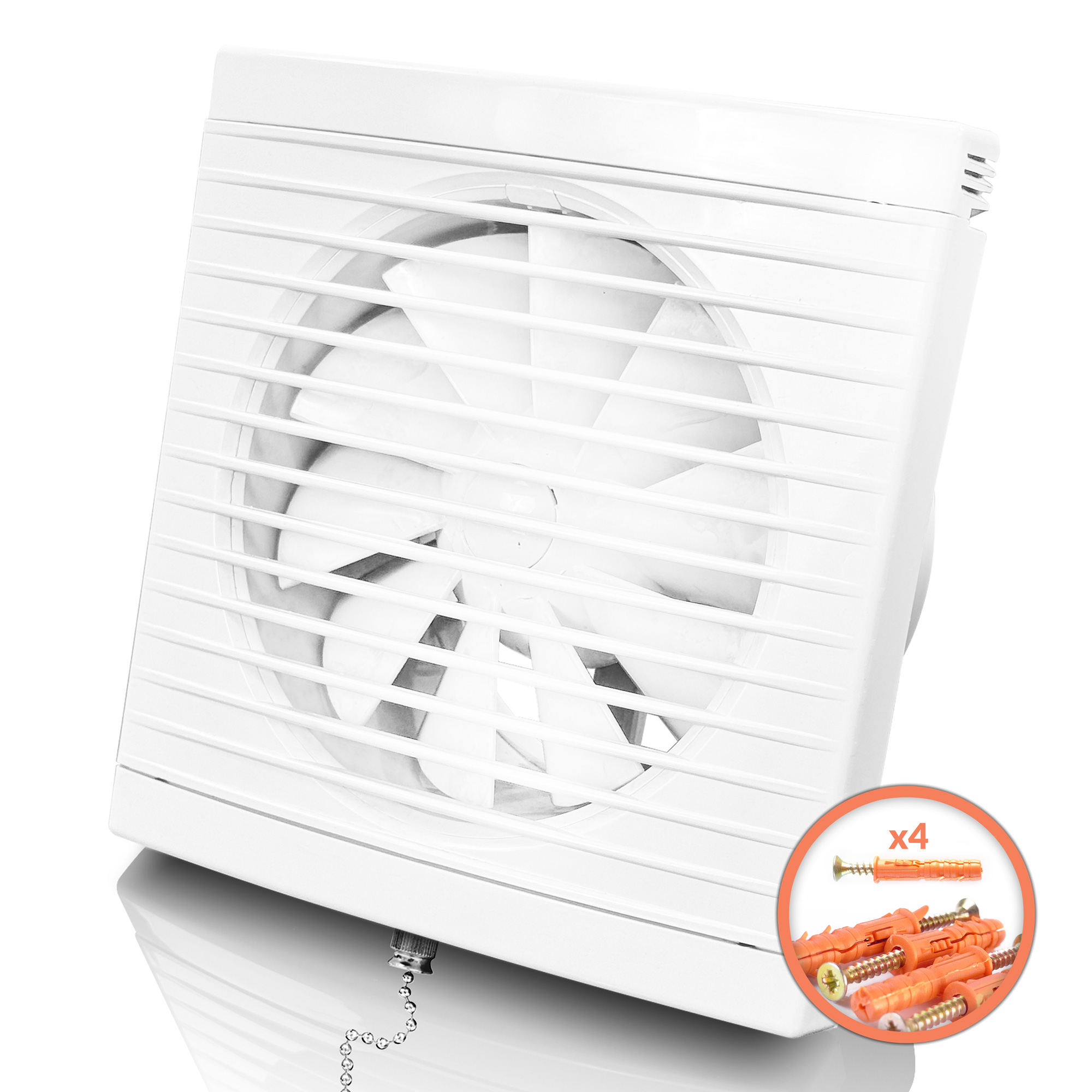 Koupelnový ventilátor 100fi Stropní Nástěnný 29dB Higrostat Timer Kolíky