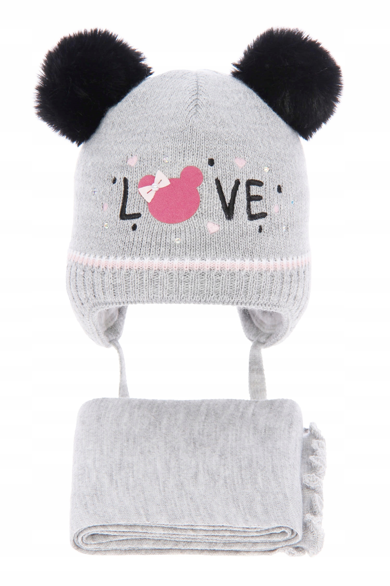 

Komplet zimowy czapka i szalik dwa pompony 42-44