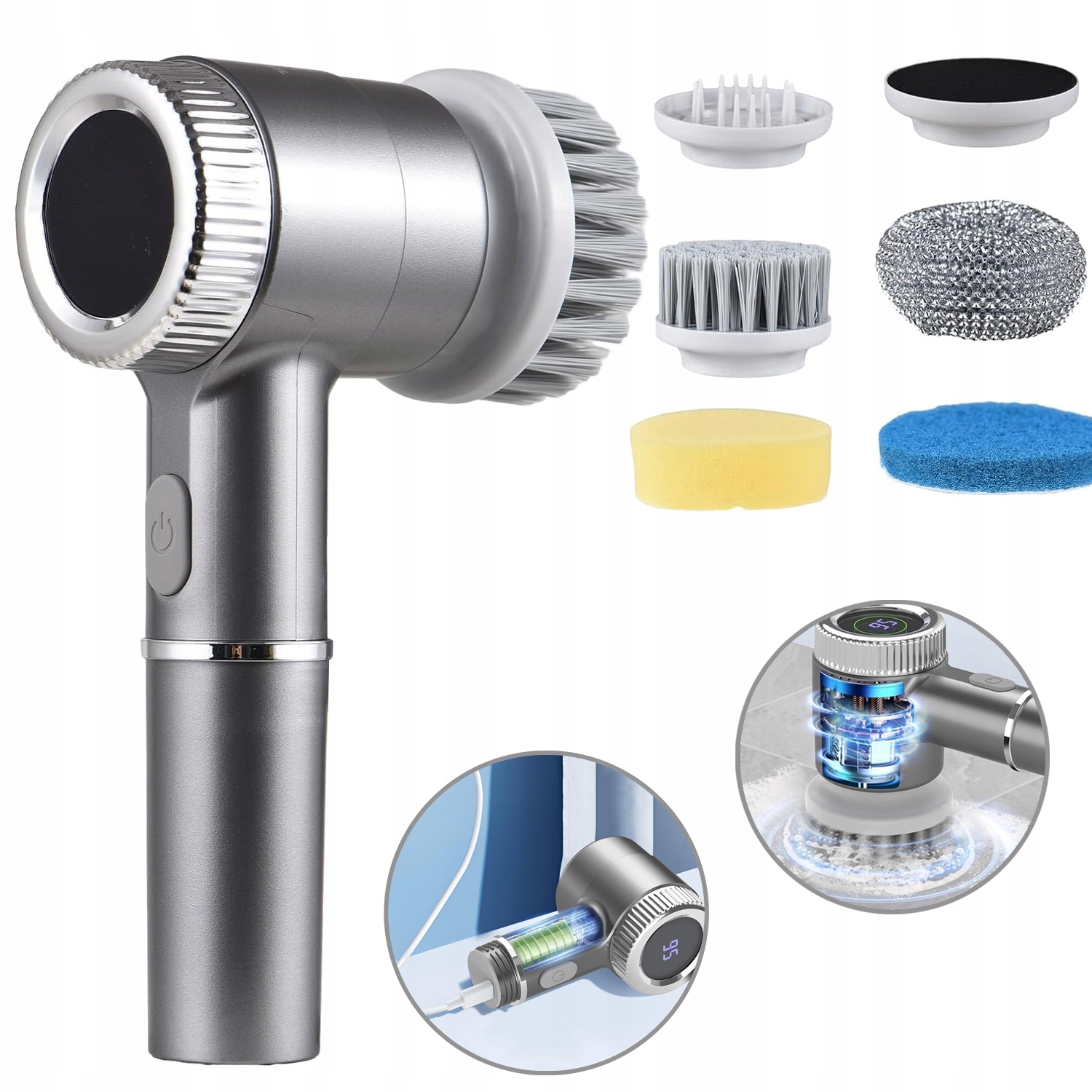 Levně 6V1 Rotační Elektrický Kartáč Pro Čištění Domácího Úklidu