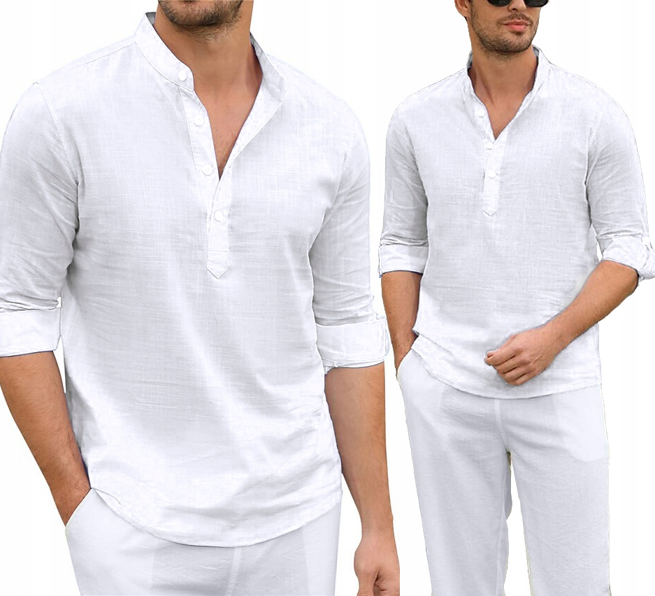 Pánská Košile Se Stojáčkem Vzdušná z bavlny na léto