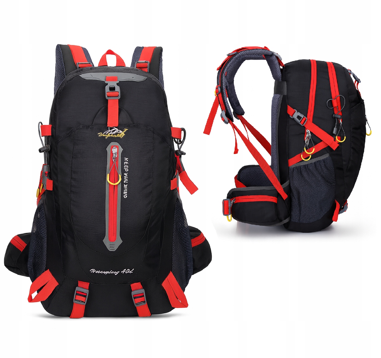 Batoh turistický batoh velký 40L černo-červený trekking (I078)