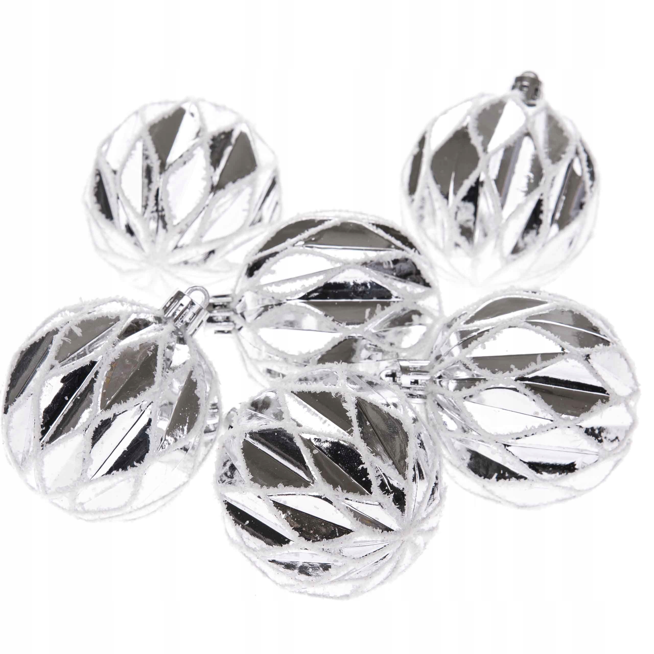 

Bombki na choinkę Srebrny zawieszka 6szt 6cm Kpl