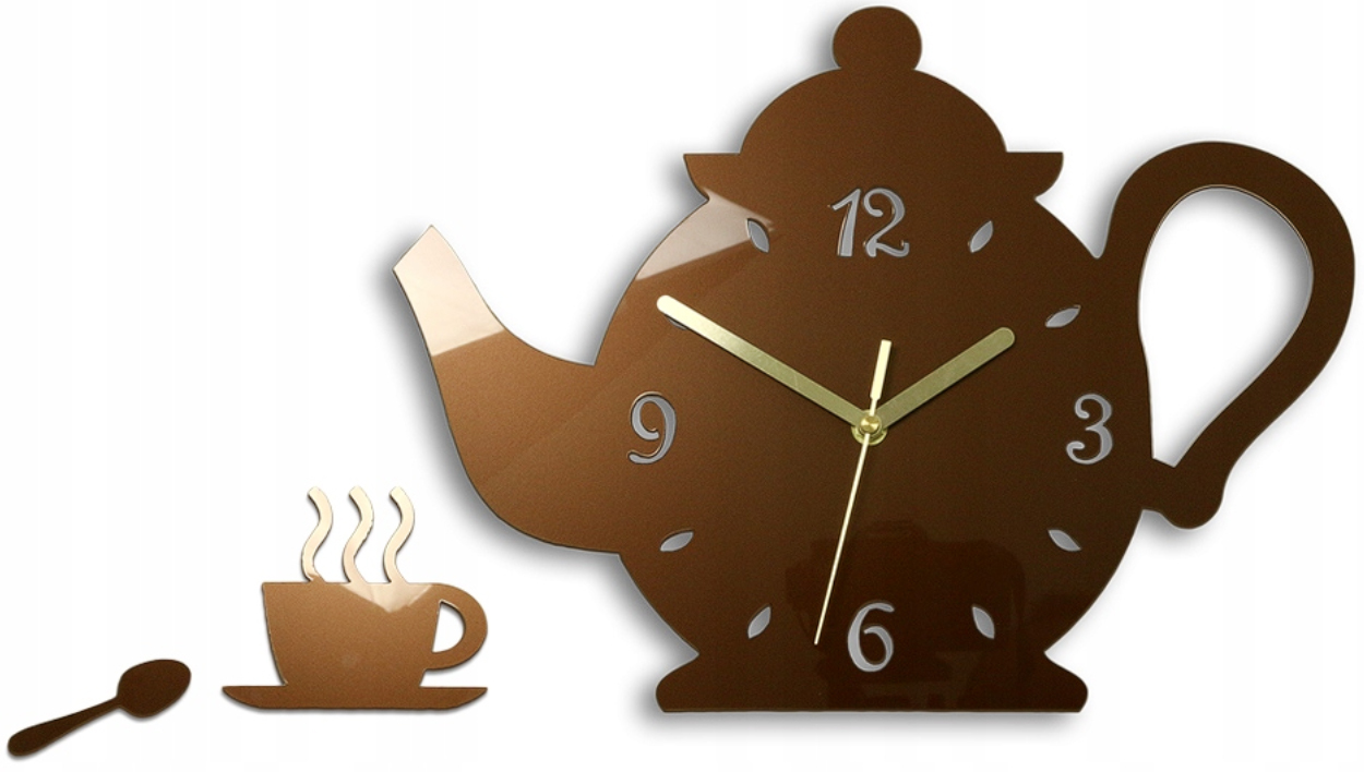 Nástěnné hodiny se vzorem konvice Akrylová konvice Copper Kulatý