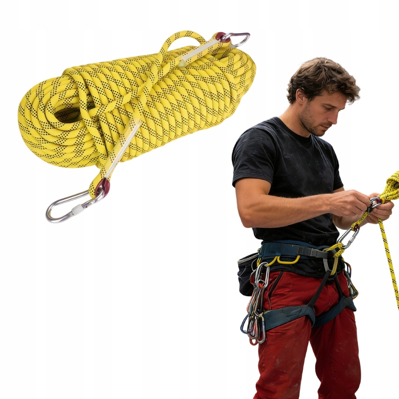 30M 12MM Šplhací Lano Záchranná Šňůra Max. 1200 kg