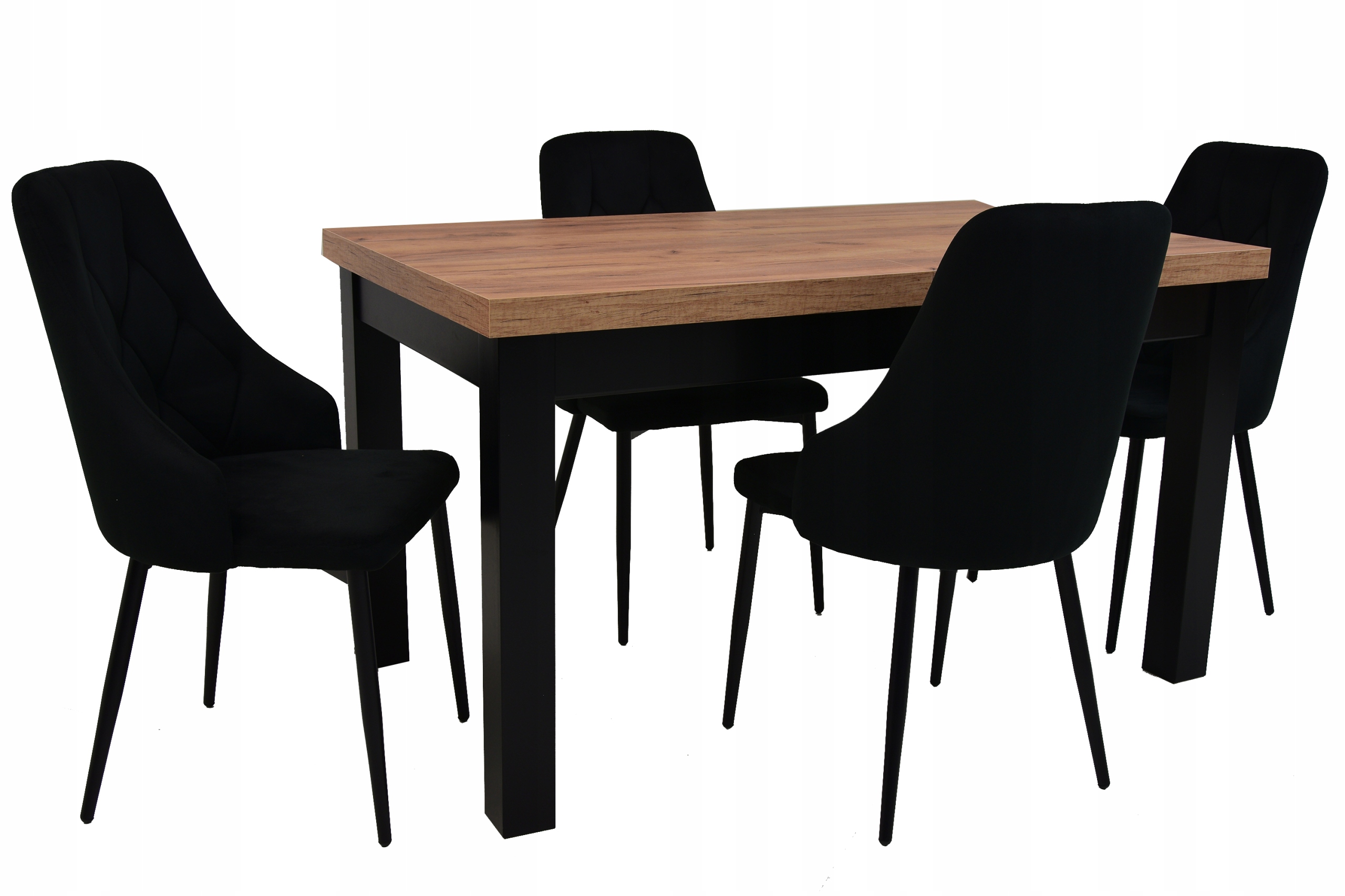 Zestaw 4 krzesła fotelowe Czarne IK-09 i stół S-7 80x140/180 Craft salon