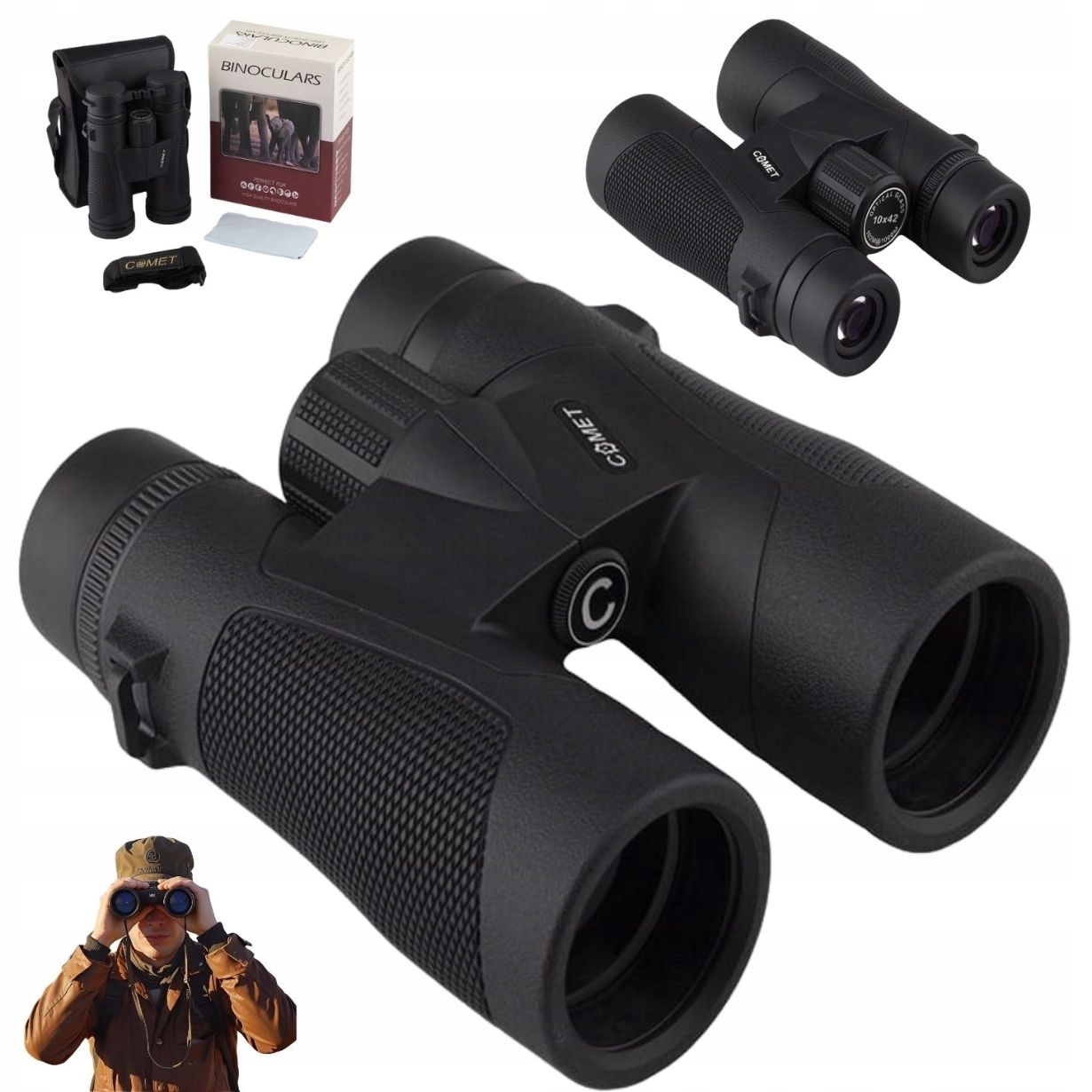 LORNETKA MYŚLIWSKA COMET 10X42 HD NOCNA WOJSKOWA TURYSTYCZNA + POKROWIEC