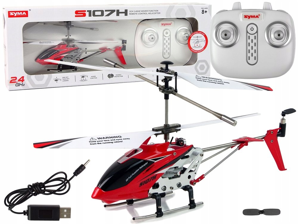 Helikoptéra Syma S107H Dálkově ovládaná 2,4G Červená Lean Toys